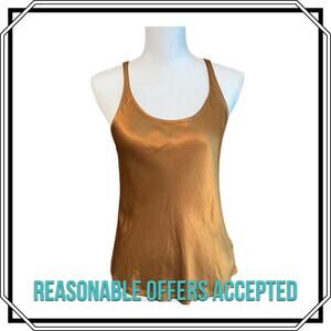 Nation Ltd Gold Racerback Tank Top Silky Satin Bronze Size Small Sleeveless